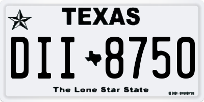 TX license plate DII8750