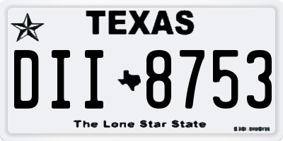 TX license plate DII8753