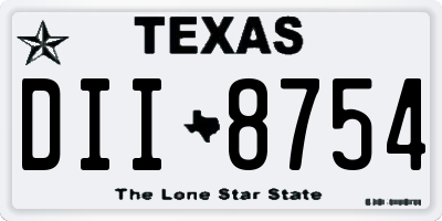 TX license plate DII8754