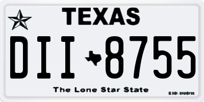 TX license plate DII8755