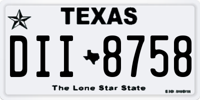 TX license plate DII8758
