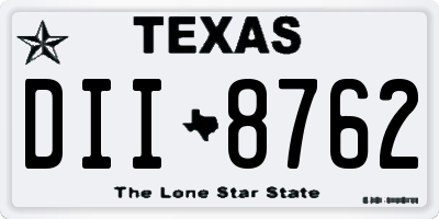 TX license plate DII8762