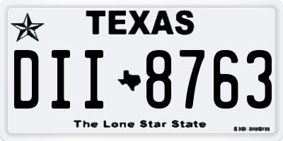 TX license plate DII8763