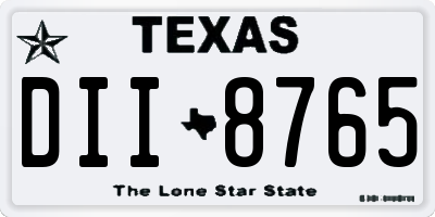 TX license plate DII8765