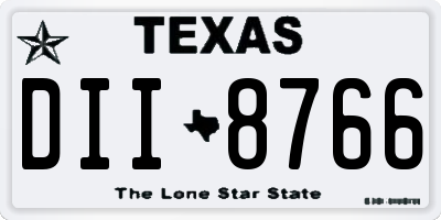 TX license plate DII8766