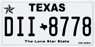 TX license plate DII8778