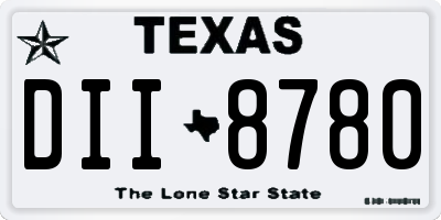 TX license plate DII8780