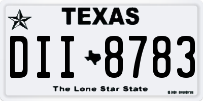 TX license plate DII8783