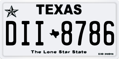 TX license plate DII8786