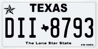 TX license plate DII8793