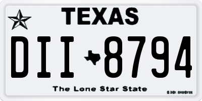 TX license plate DII8794