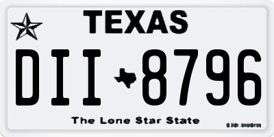 TX license plate DII8796