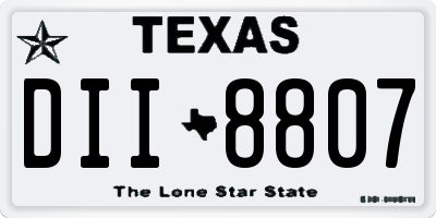 TX license plate DII8807
