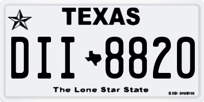 TX license plate DII8820