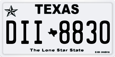 TX license plate DII8830