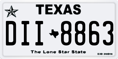 TX license plate DII8863