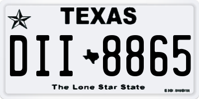 TX license plate DII8865