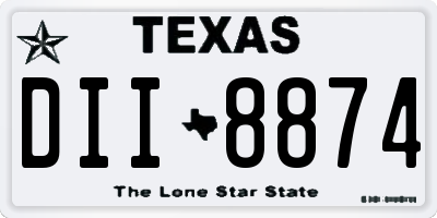 TX license plate DII8874