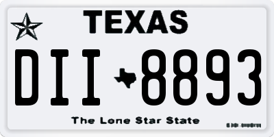 TX license plate DII8893