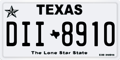 TX license plate DII8910