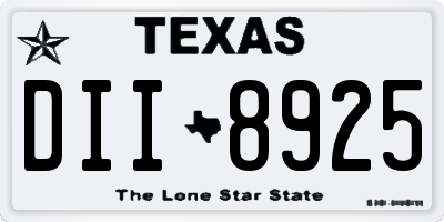 TX license plate DII8925
