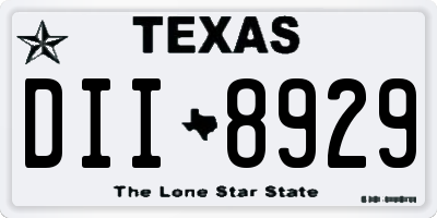 TX license plate DII8929
