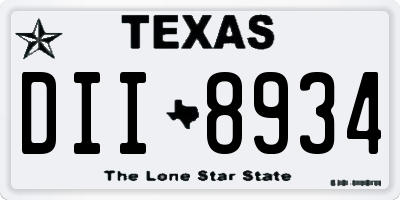 TX license plate DII8934