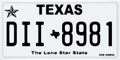 TX license plate DII8981