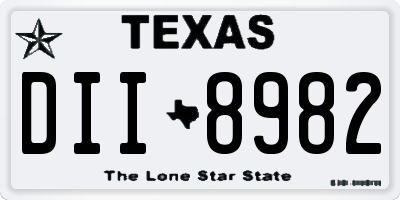 TX license plate DII8982