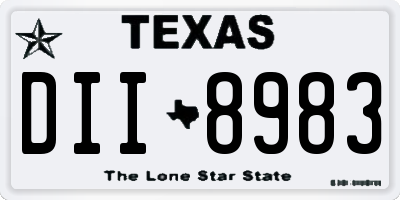TX license plate DII8983