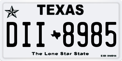 TX license plate DII8985