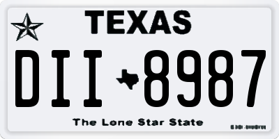 TX license plate DII8987