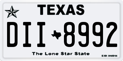TX license plate DII8992