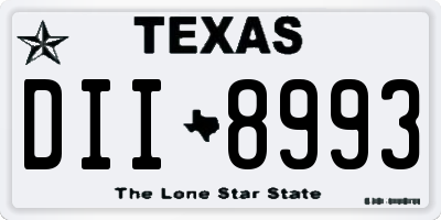 TX license plate DII8993