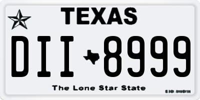 TX license plate DII8999