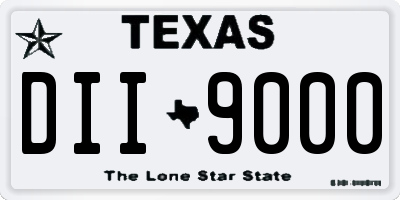 TX license plate DII9000