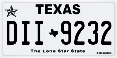 TX license plate DII9232
