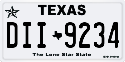 TX license plate DII9234