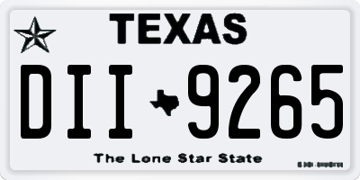 TX license plate DII9265