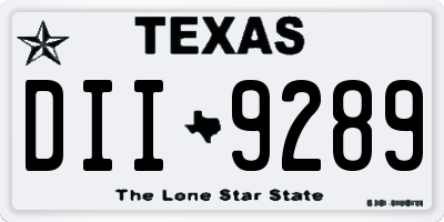TX license plate DII9289