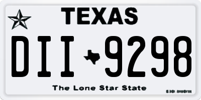TX license plate DII9298
