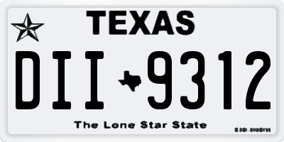 TX license plate DII9312