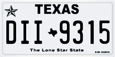 TX license plate DII9315