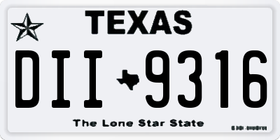 TX license plate DII9316