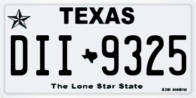 TX license plate DII9325