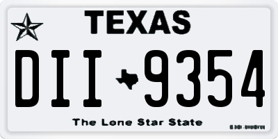 TX license plate DII9354
