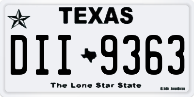 TX license plate DII9363