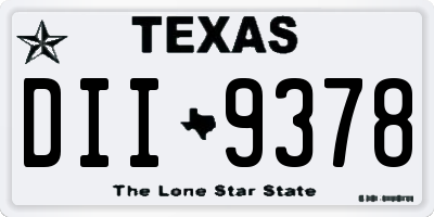 TX license plate DII9378