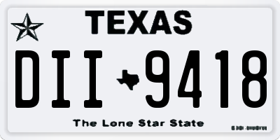 TX license plate DII9418