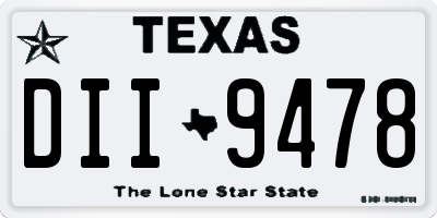 TX license plate DII9478